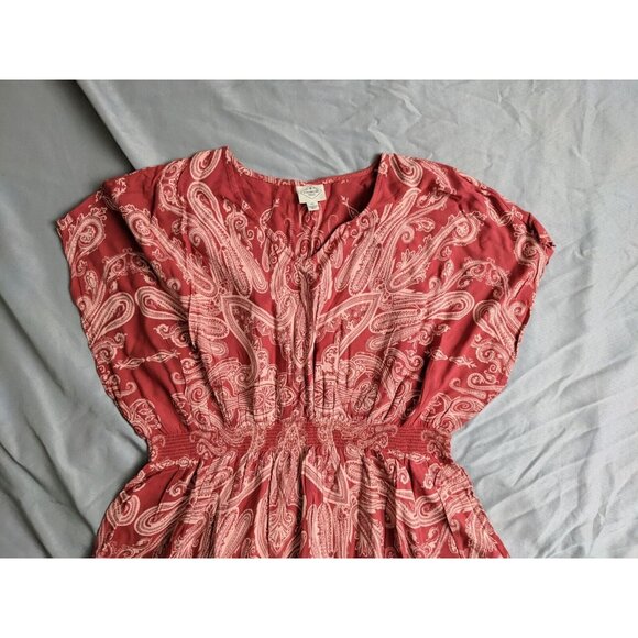 St Johns Bay Top Red Paisley Babydoll Smocked Festival Boho Rayon Womens 2X - Picture 2 of 7